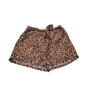 Sienna Sky Brown & Black Cheetah Print Elastic Waist w. Pockets Bow Tie Shorts